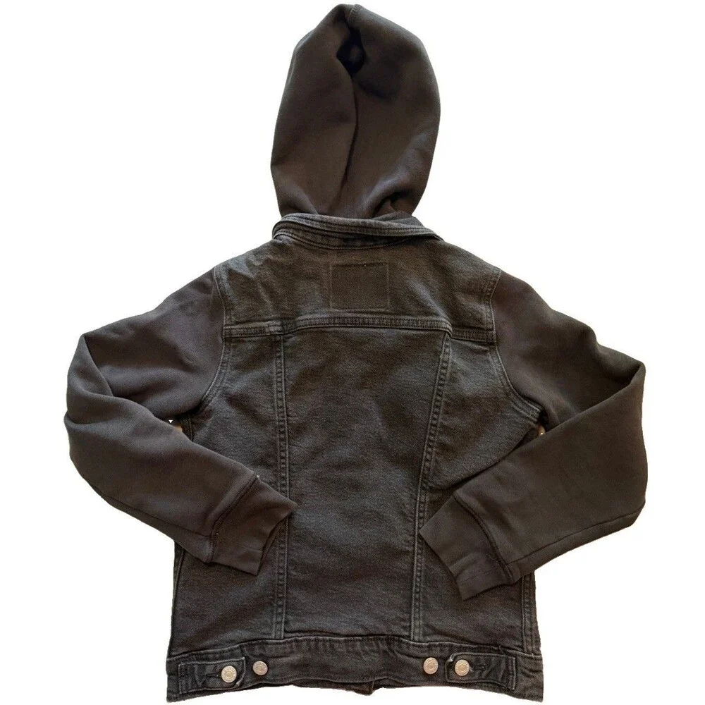 Levi’s Denim Youth Kids Original Trucker Jean Jacket + Hood Black Size Small S